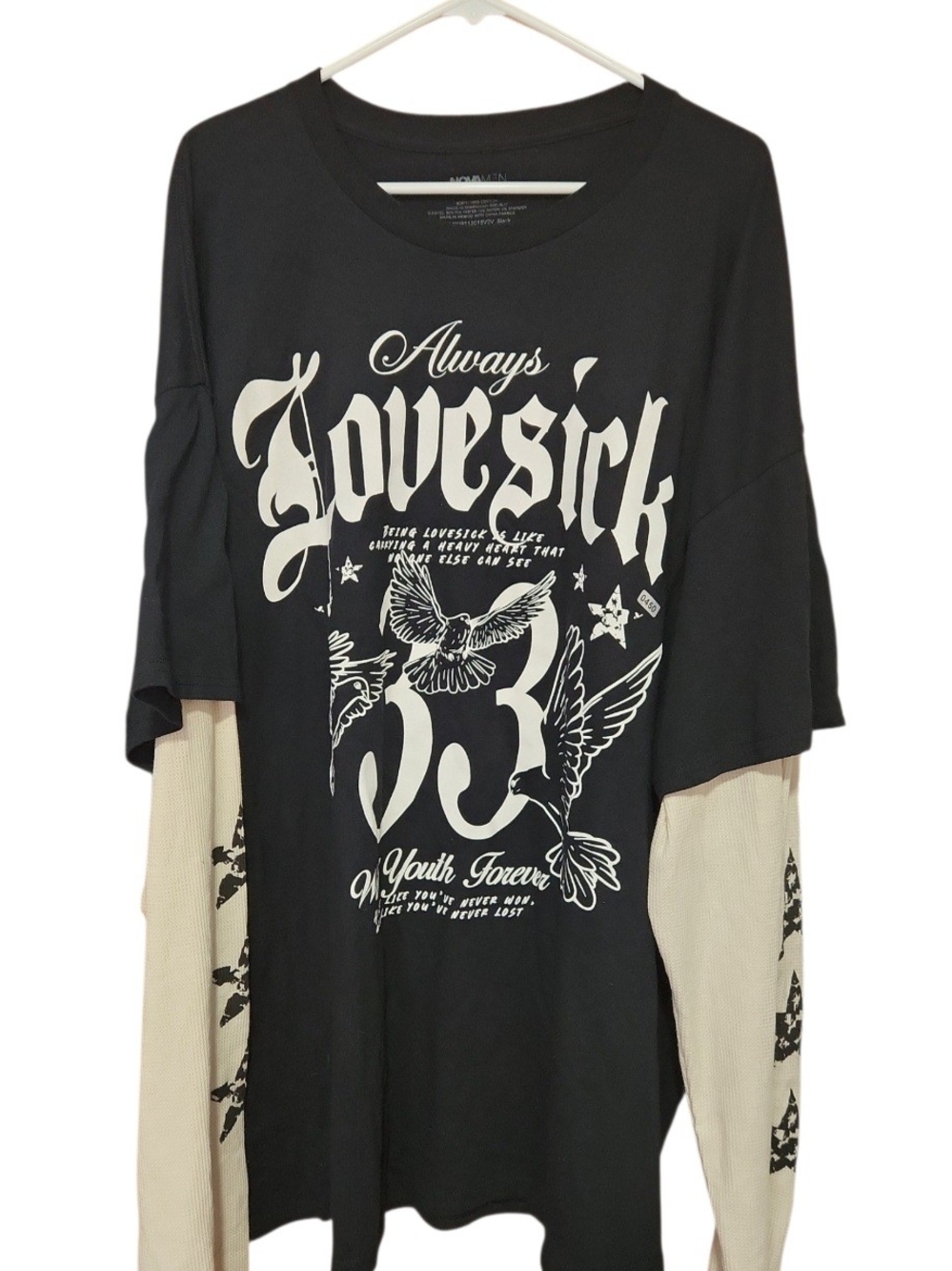 Fashion Nova Always Lovesick Layered Long Sleeve Top - Black/Cream